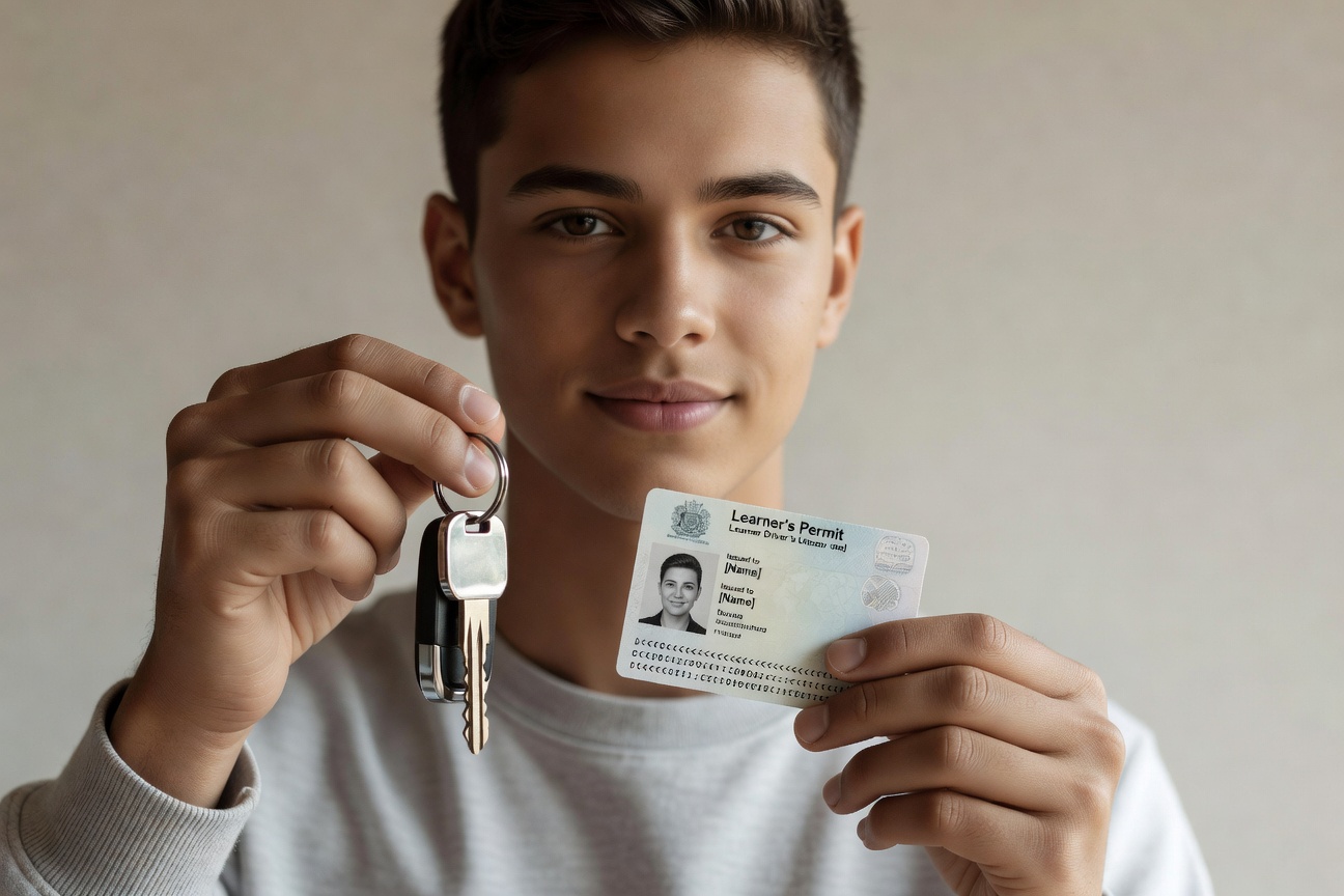 Adolescente de 16 anos segurando chaves de carro e carteira de habilitação representando proposta de CNH aos 16 anos