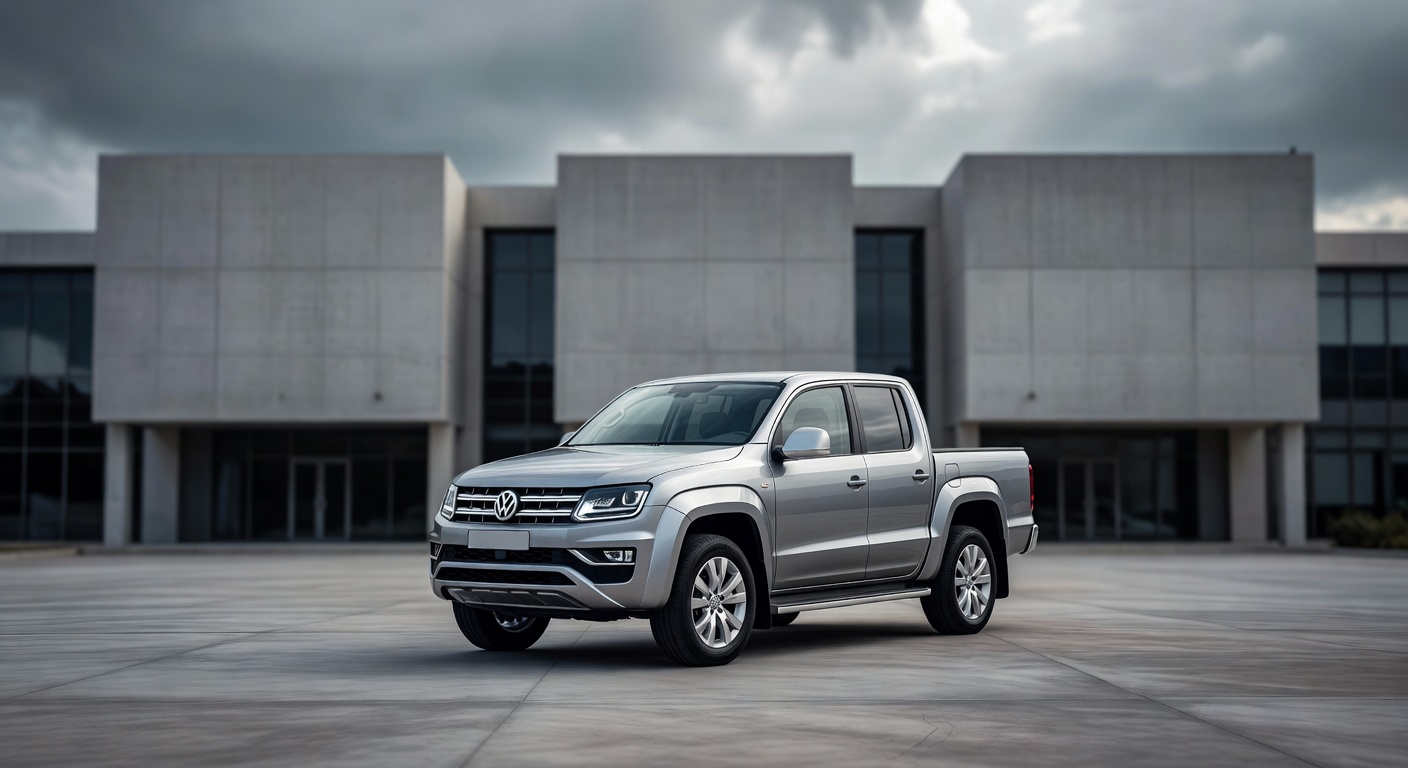 Volkswagen Amarok pickup truck parked in front of courthouse representing legal case