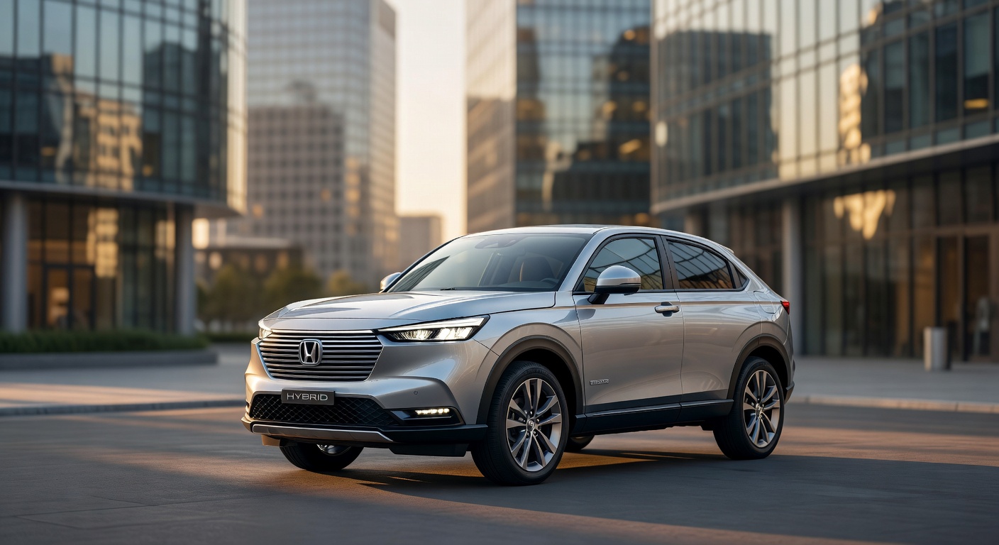 Modern Honda HR-V hybrid SUV in urban setting showcasing sleek design and contemporary styling