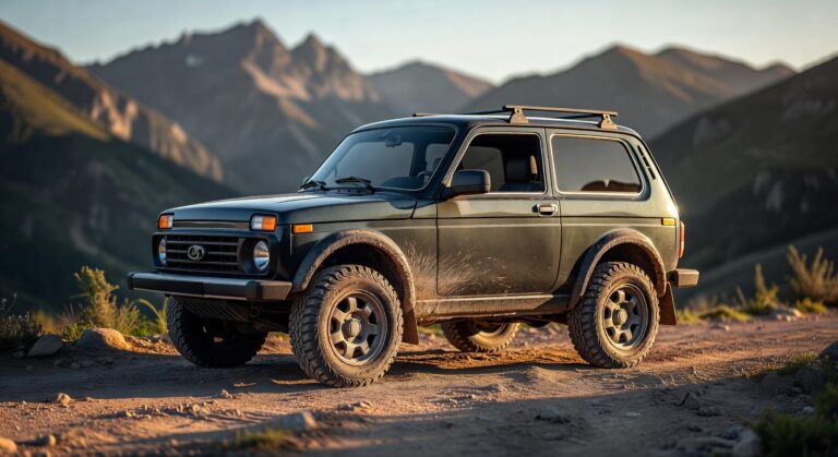 Lada Niva SUV in outdoor setting showcasing its classic rugged design and off-road heritage