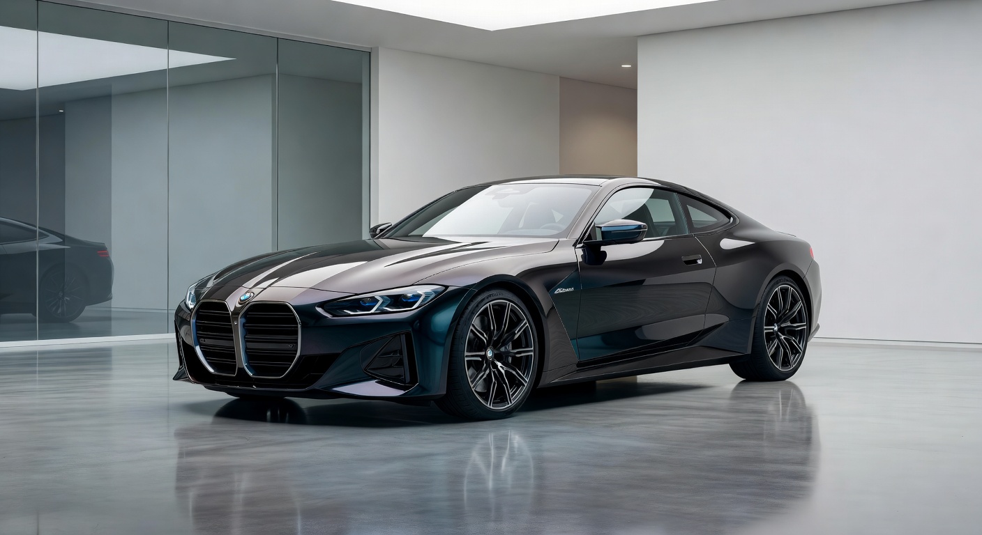 BMW Alpina Vision concept coupe com motor V8 em estúdio profissional, design luxuoso competindo com Bentley e Maybach