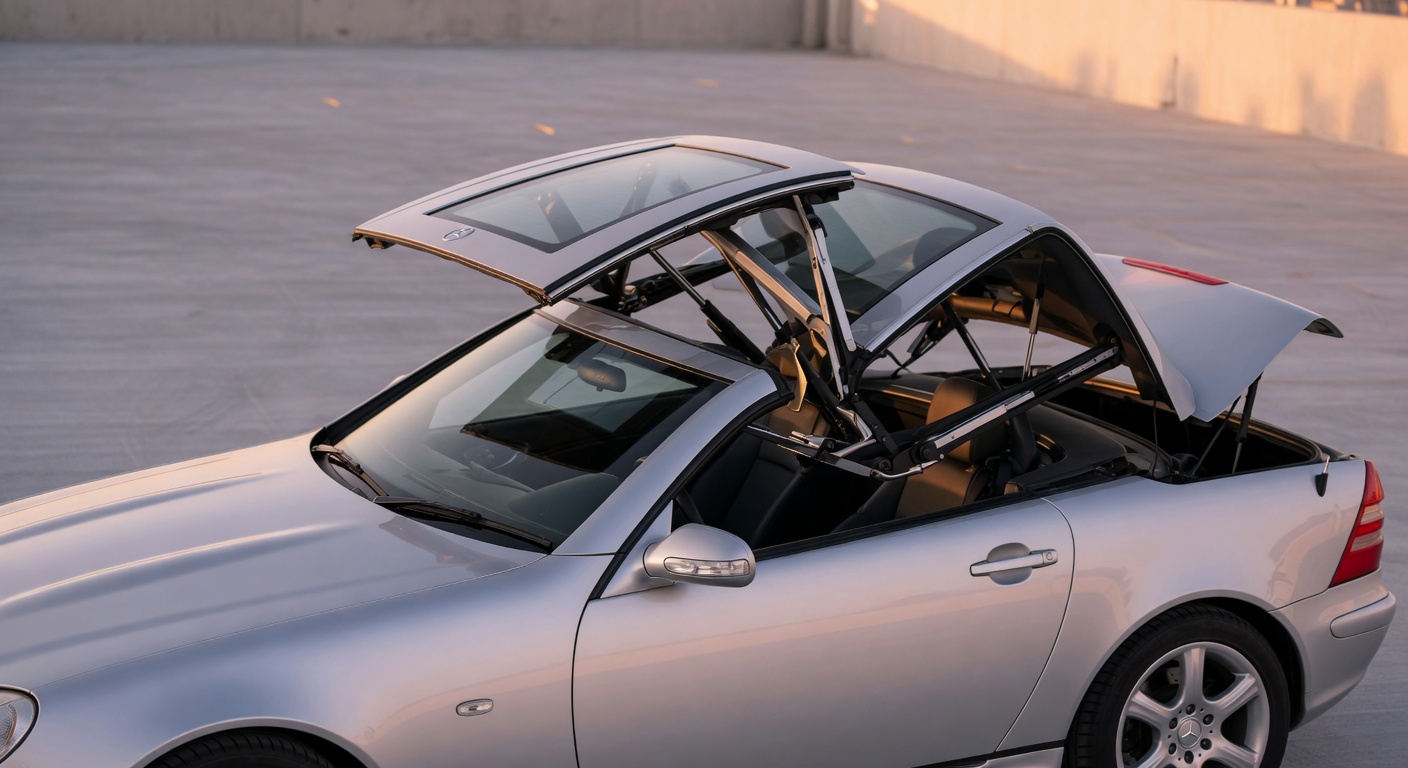 Mercedes-Benz SLK R170 with retractable hardtop roof in transformation sequence