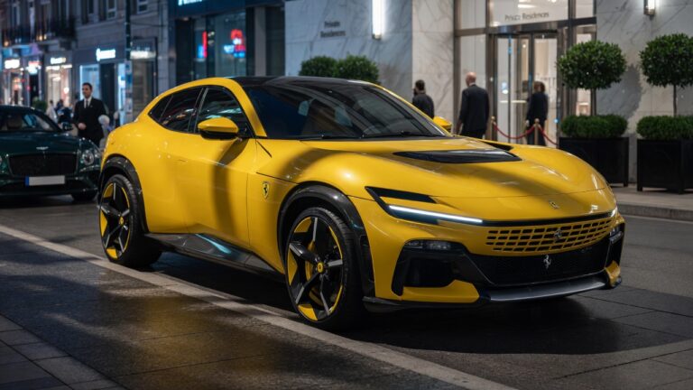 Ferrari Luce SUV in yellow showcasing the controversial design that sparked criticism from former executives
