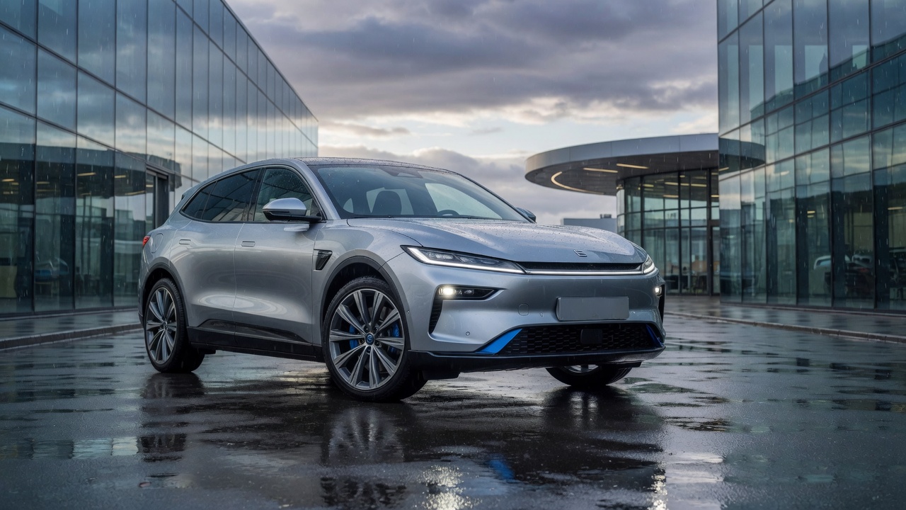 Voyah Passion S electric SUV showcased in modern urban environment with dramatic lighting