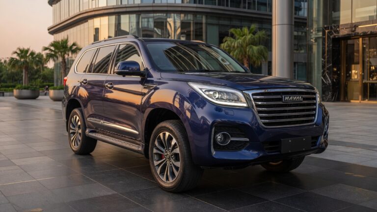 GWM Haval H9 Exclusive SUV estacionado em ambiente urbano sofisticado em iluminação golden hour