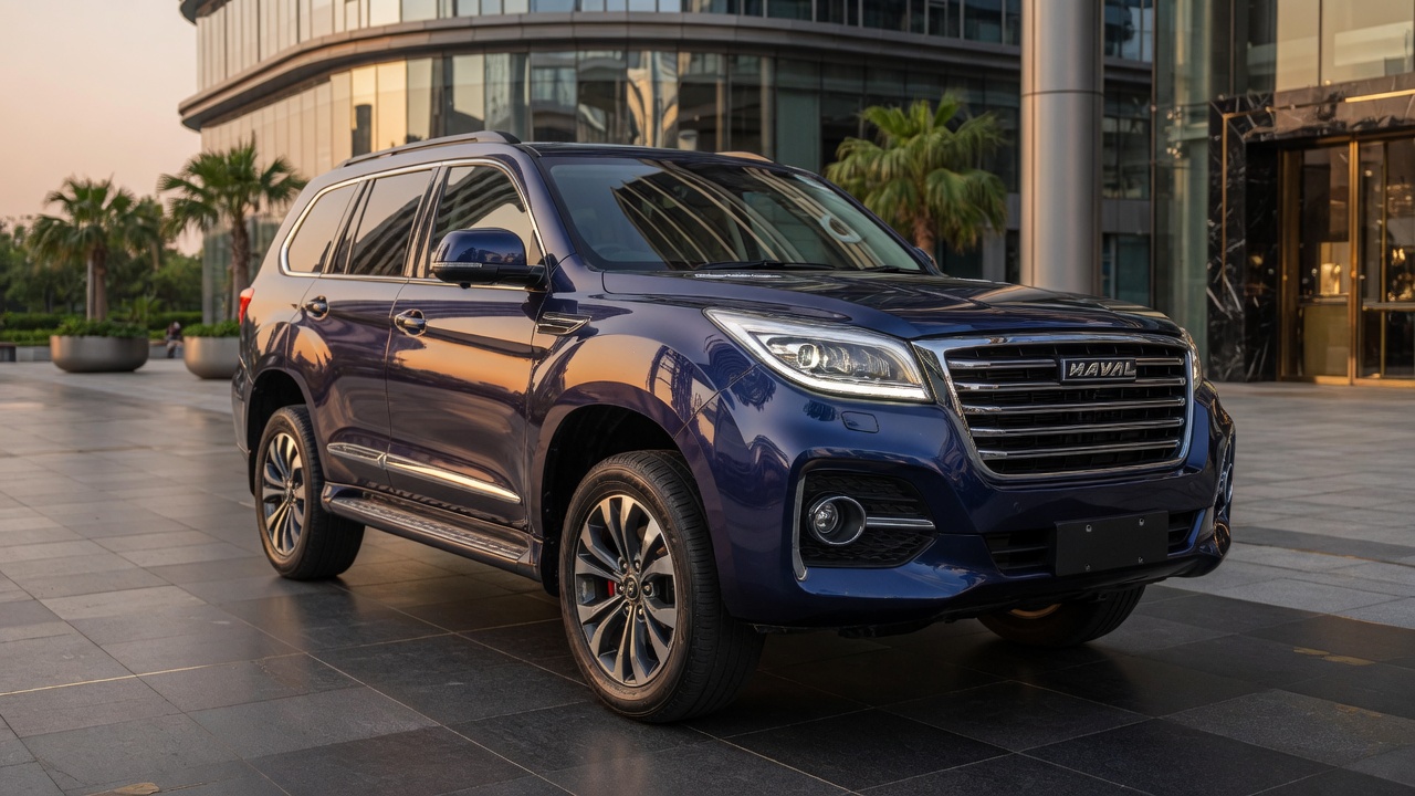 GWM Haval H9 Exclusive SUV estacionado em ambiente urbano sofisticado em iluminação golden hour