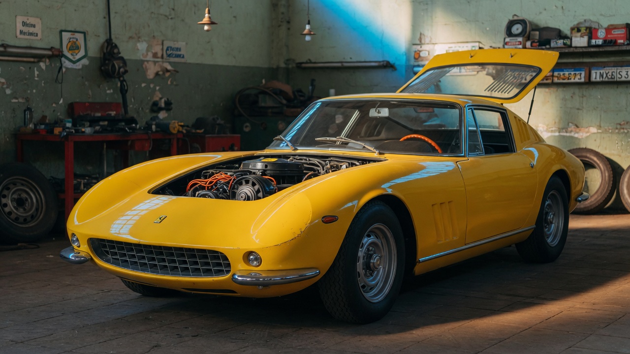 Adamo GTL clássico brasileiro com design inspirado em Ferrari e mecânica VW Fusca, fotografia automotiva profissional