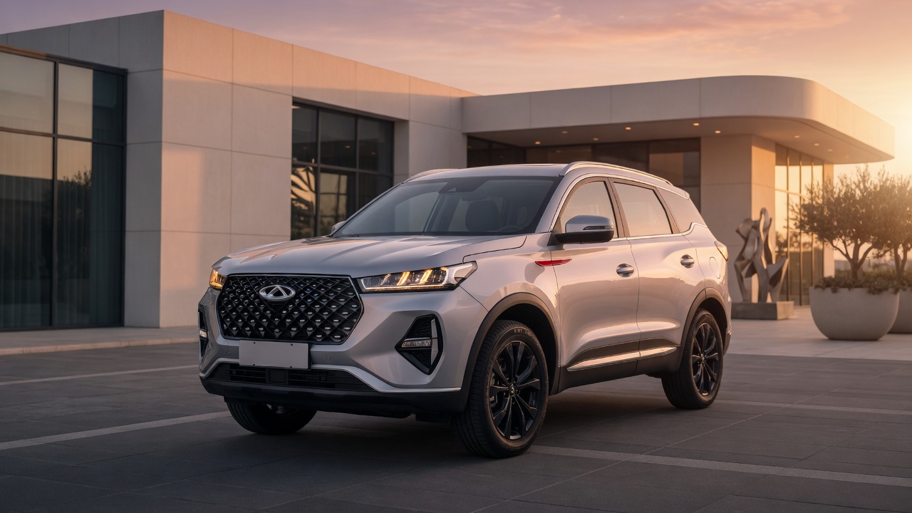 Caoa Chery Tiggo 7 2027 SUV em prata metálico fotografado em ambiente urbano moderno