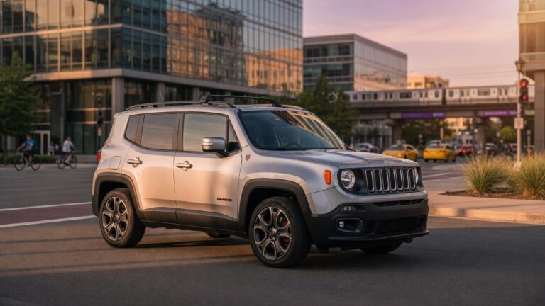 Jeep Renegade SUV em destaque com iluminação profissional, representando liderança em vendas de veículos MHEV no mercado automotivo