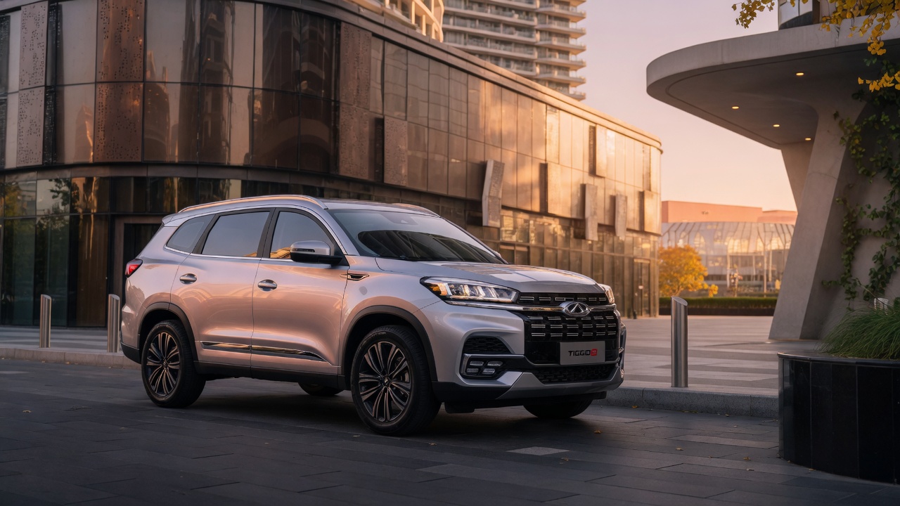Caoa Chery Tiggo 8 2027 em destaque com design moderno e elegante em ambiente urbano