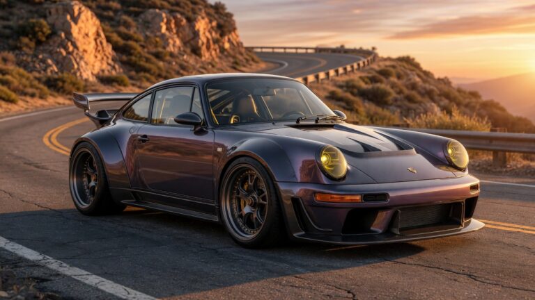 Custom Porsche 911 restomod by Theon Design showcasing lightweight performance modifications and aggressive styling