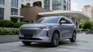 GAC Yue 7 SUV com design elegante estacionado em ambiente urbano moderno