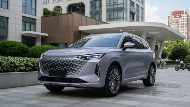 GAC Yue 7 SUV com design elegante estacionado em ambiente urbano moderno