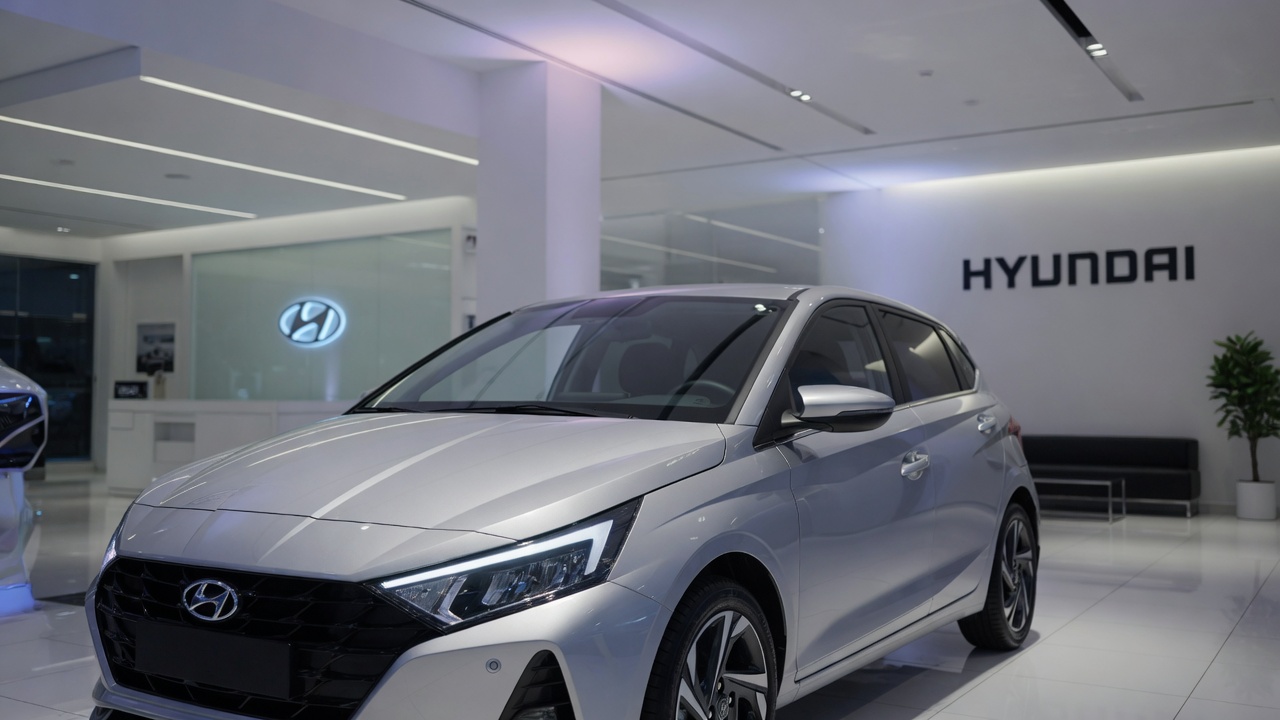 Hyundai i20 hatchback em showroom premium representando o lançamento do modelo no mercado brasileiro