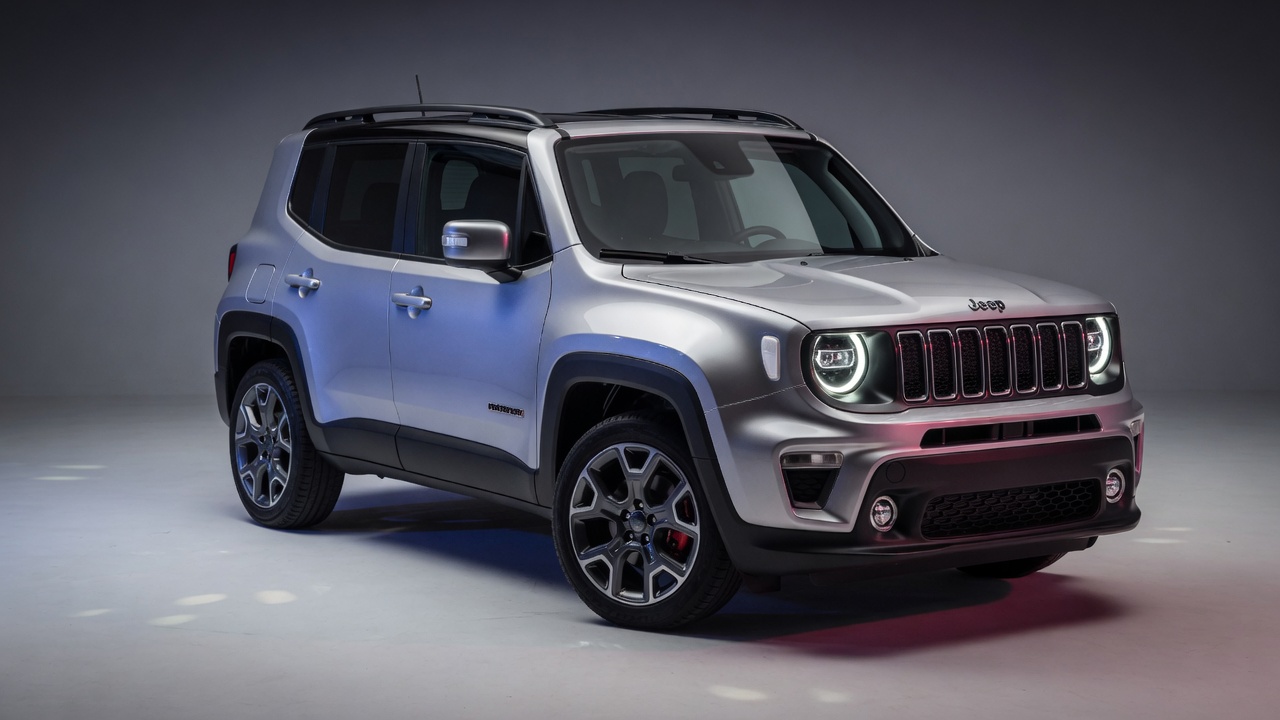 Jeep Renegade moderno em estúdio com iluminação profissional automotiva