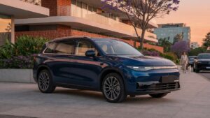 Leapmotor B10 SUV em ângulo frontal três quartos mostrando design espaçoso e moderno em ambiente urbano brasileiro