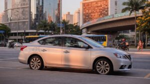 Nissan Sentra sedan em ambiente urbano brasileiro, representando a saída do modelo de linha no mercado nacional