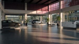 Peugeot dealership showroom in Brazil with sparse vehicle display highlighting the brand's niche market positioning