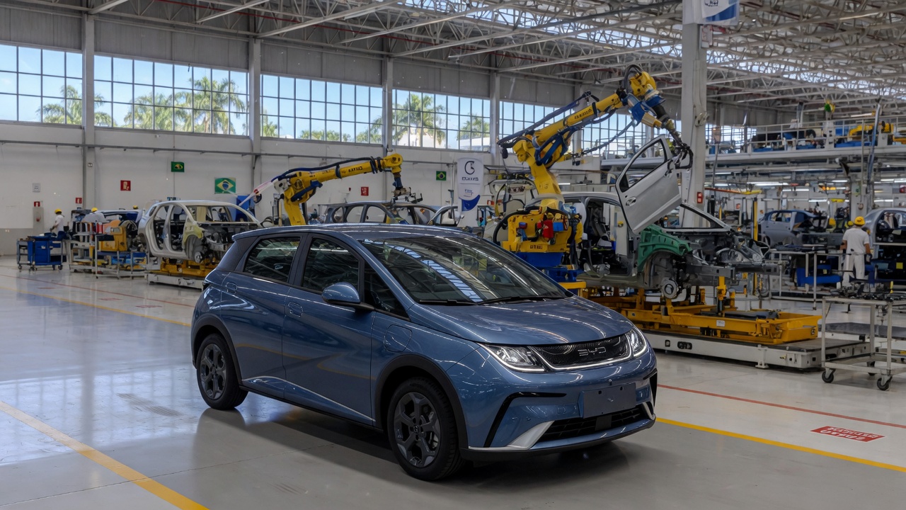 BYD Dolphin híbrido em planta de montagem na Bahia, Brasil