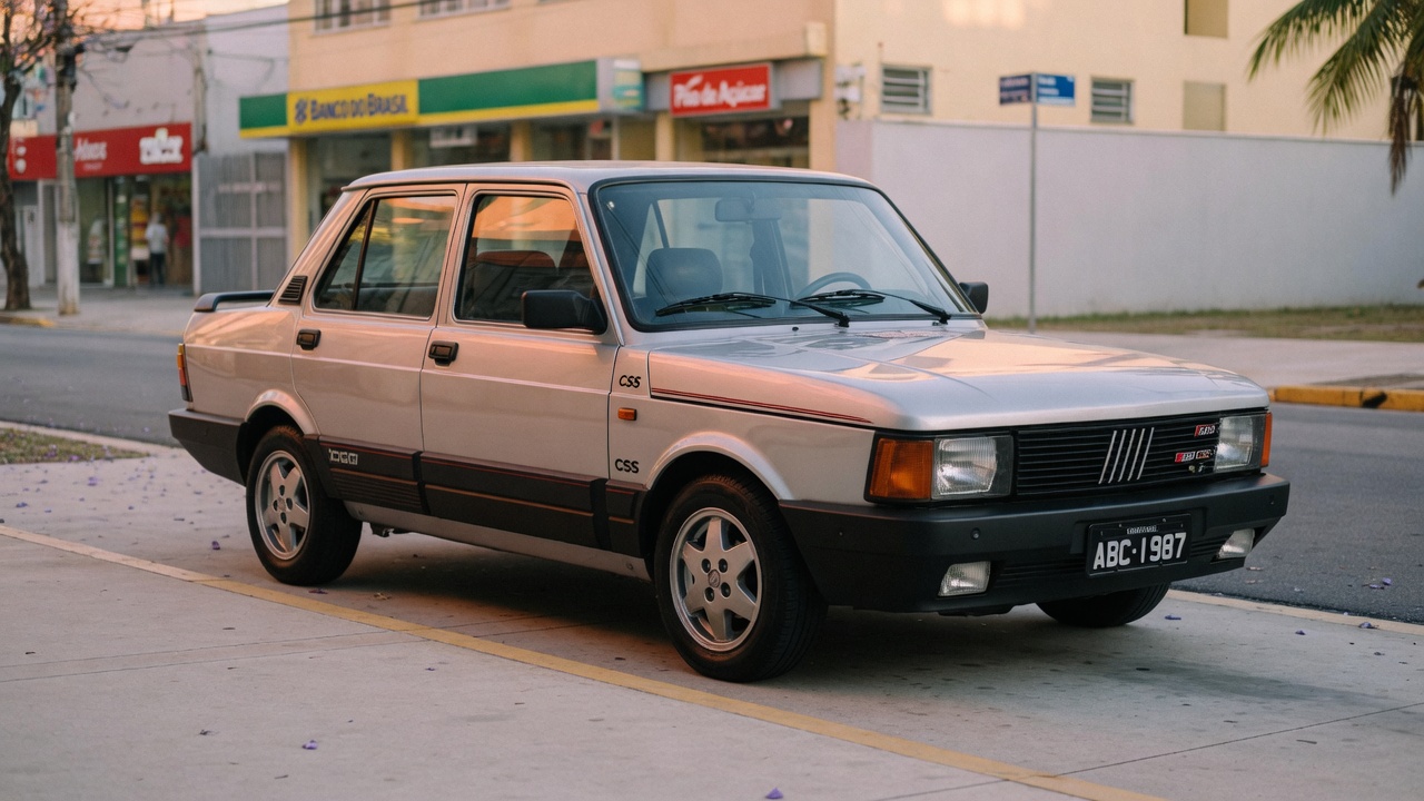 Fiat Oggi CSS sedã raro brasileiro estacionado em ambiente urbano com iluminação natural