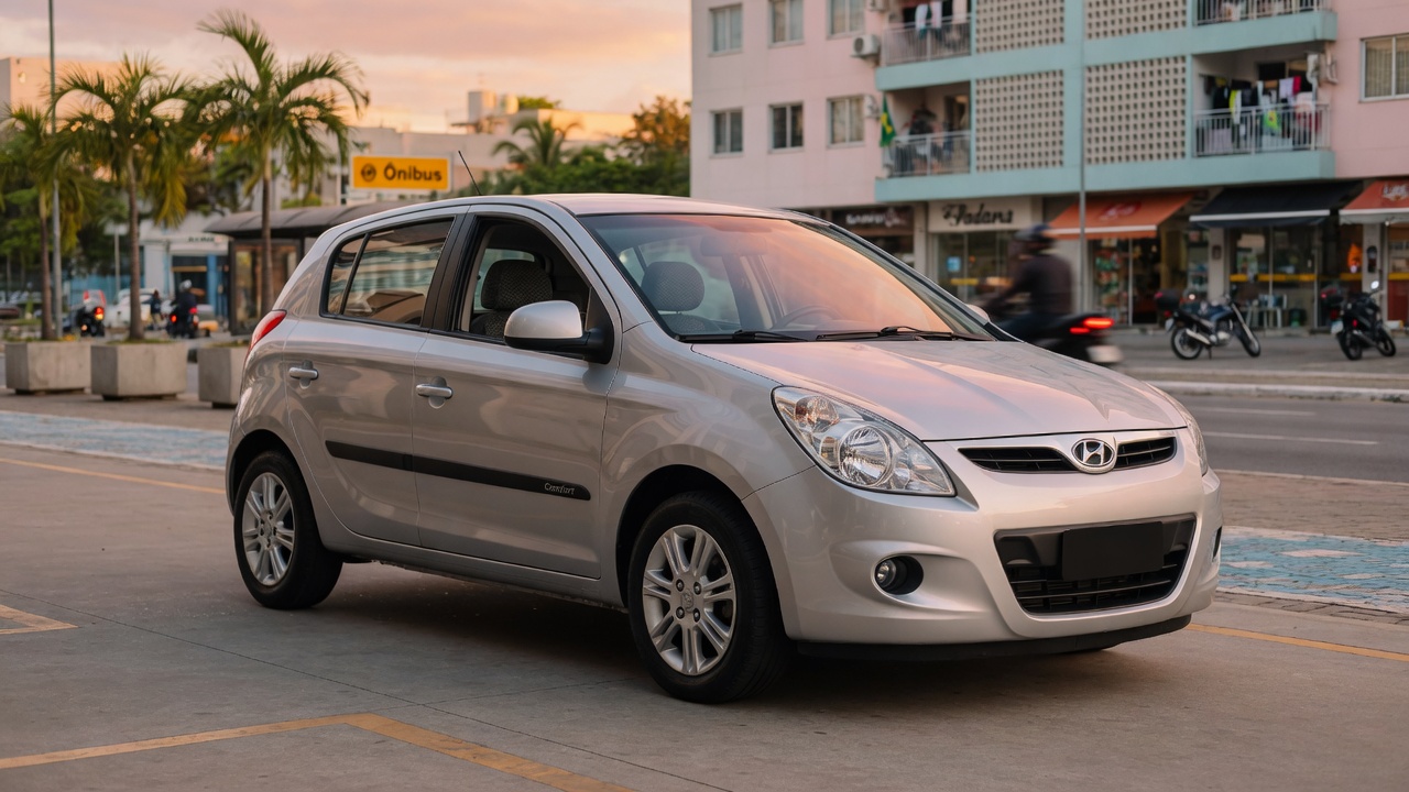 Hyundai i20 Comfort em destaque mostrando design retrô inspirado nos anos 90