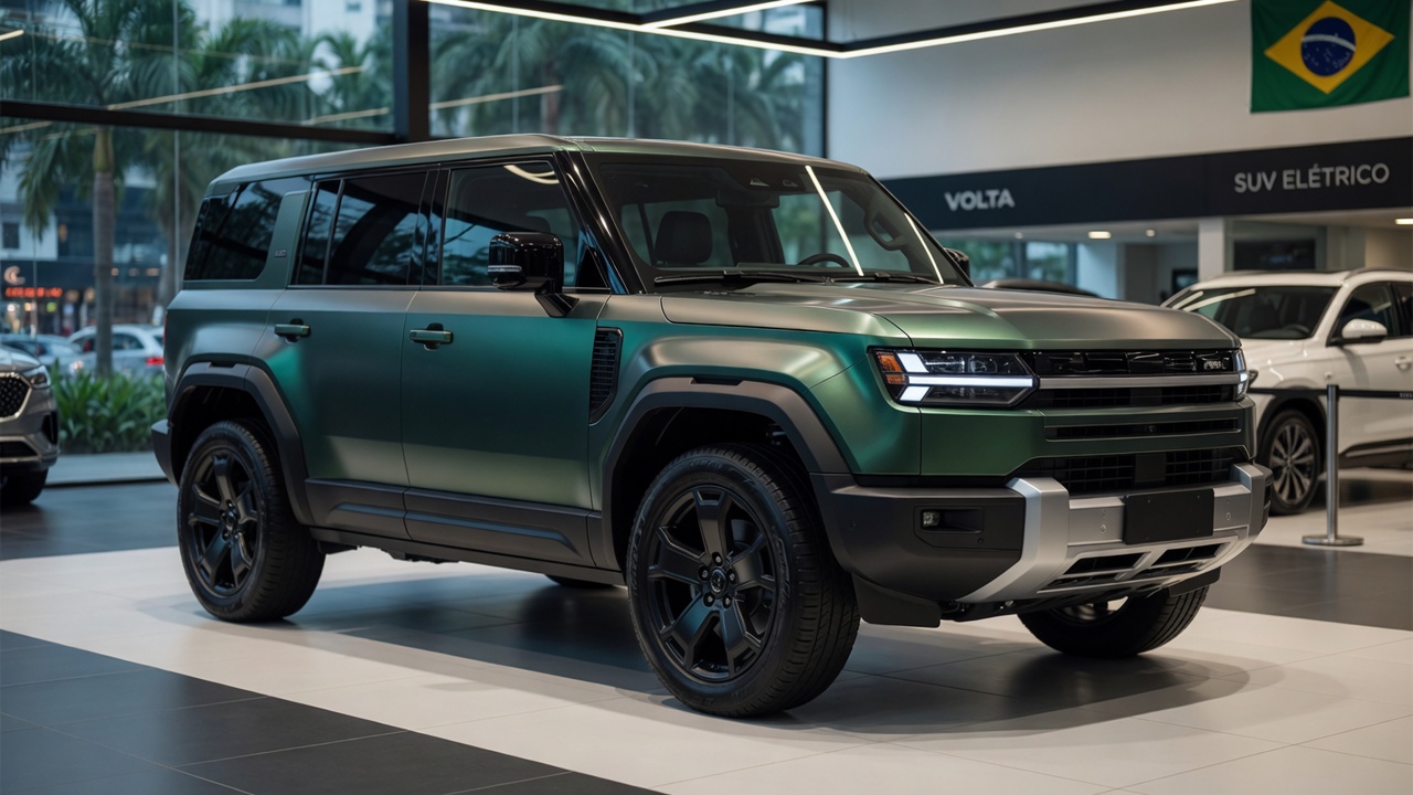 SUV quadrado moderno da marca ICaur em showroom, representando a chegada da quinta marca da Chery no mercado automotivo brasileiro